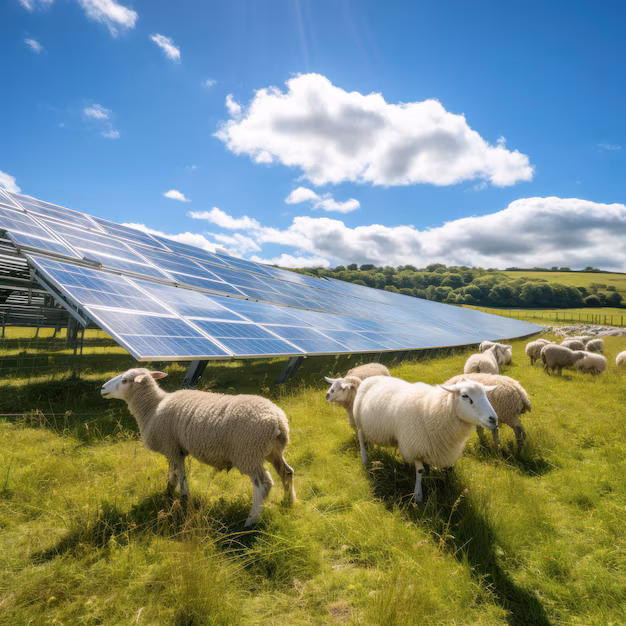 solar panel sheep grazing agriculture field 601128 4226