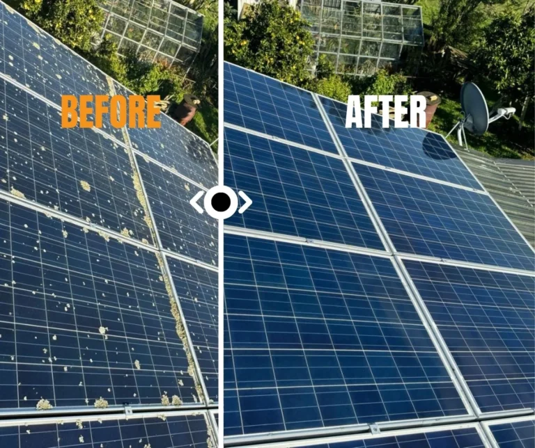 Before and after solar panel cleaning result