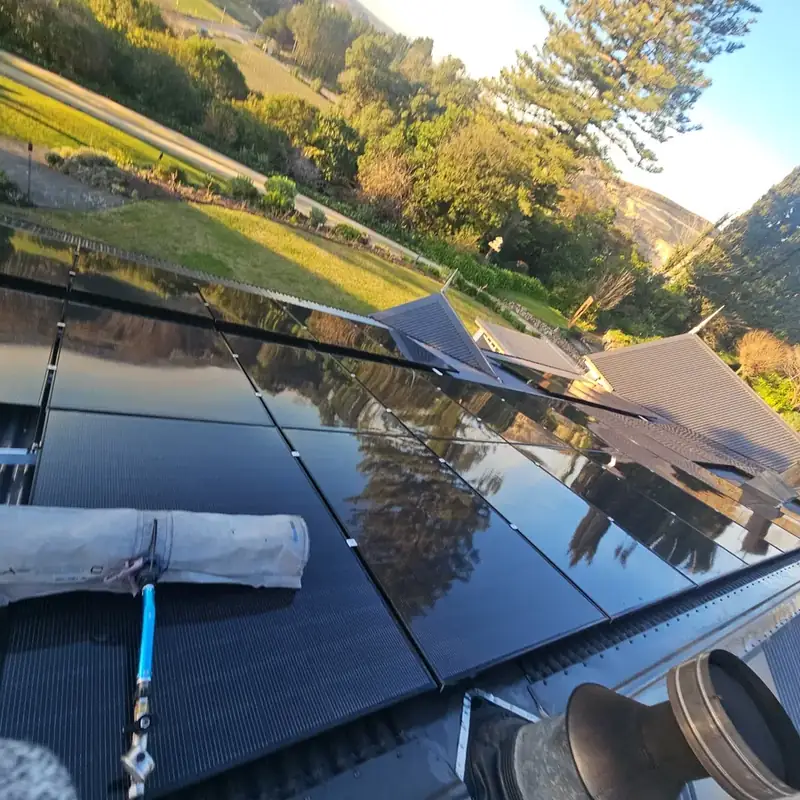 The same solar panels in Poukawa after an Eco Shine Solar clean