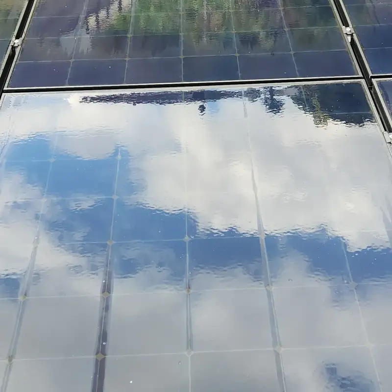 The same solar panels in Beach Haven after an Eco Shine Solar clean